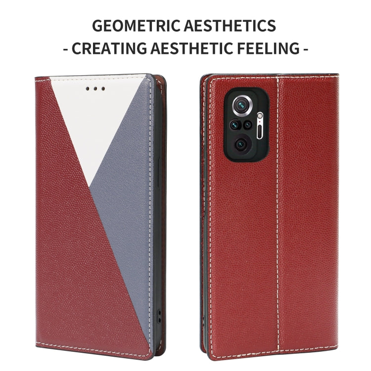 For Xiaomi Redmi Note 10 Pro 3-Splicing Flip Microfiber Leather Phone Case