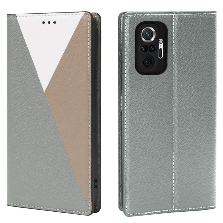 For Xiaomi Redmi Note 10 Pro 3-Splicing Flip Microfiber Leather Phone Case