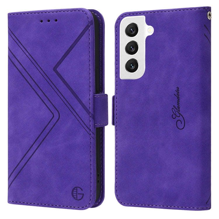 For Samsung Galaxy S22 5G RFID Geometric Line Flip Leather Phone Case