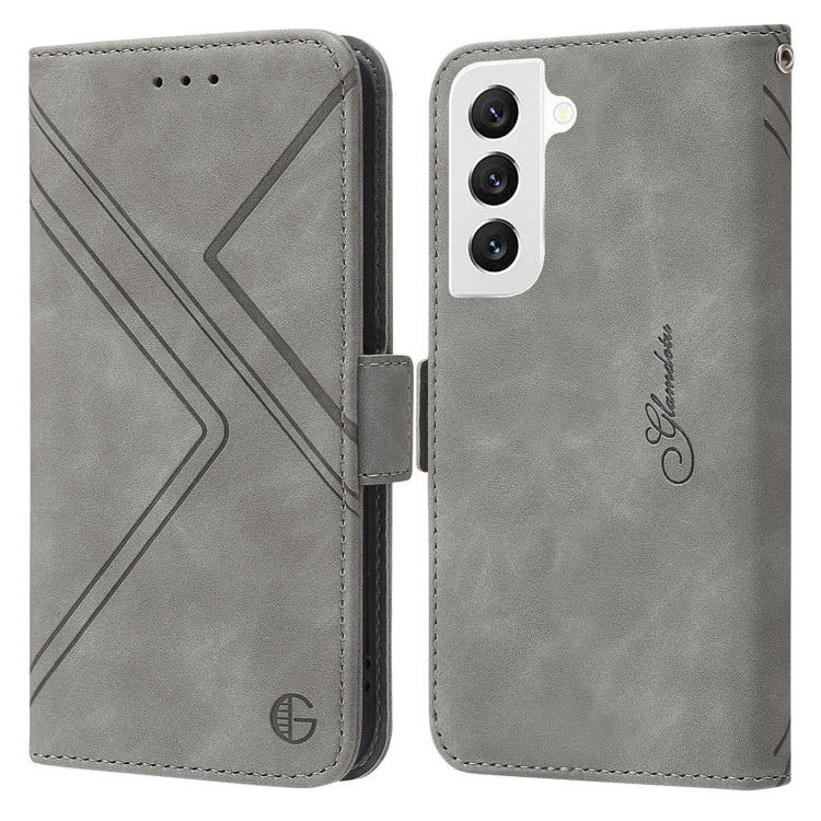 For Samsung Galaxy S22 5G RFID Geometric Line Flip Leather Phone Case
