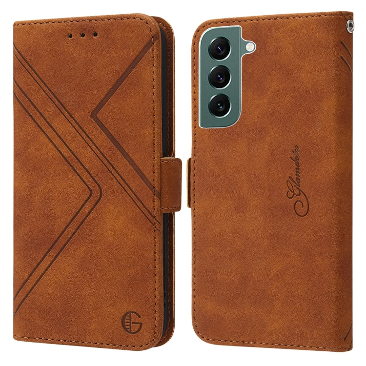 For Samsung Galaxy S22 Plus 5G RFID Geometric Line Flip Leather Phone Case