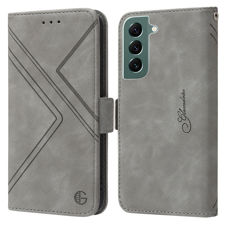 For Samsung Galaxy S22 Plus 5G RFID Geometric Line Flip Leather Phone Case