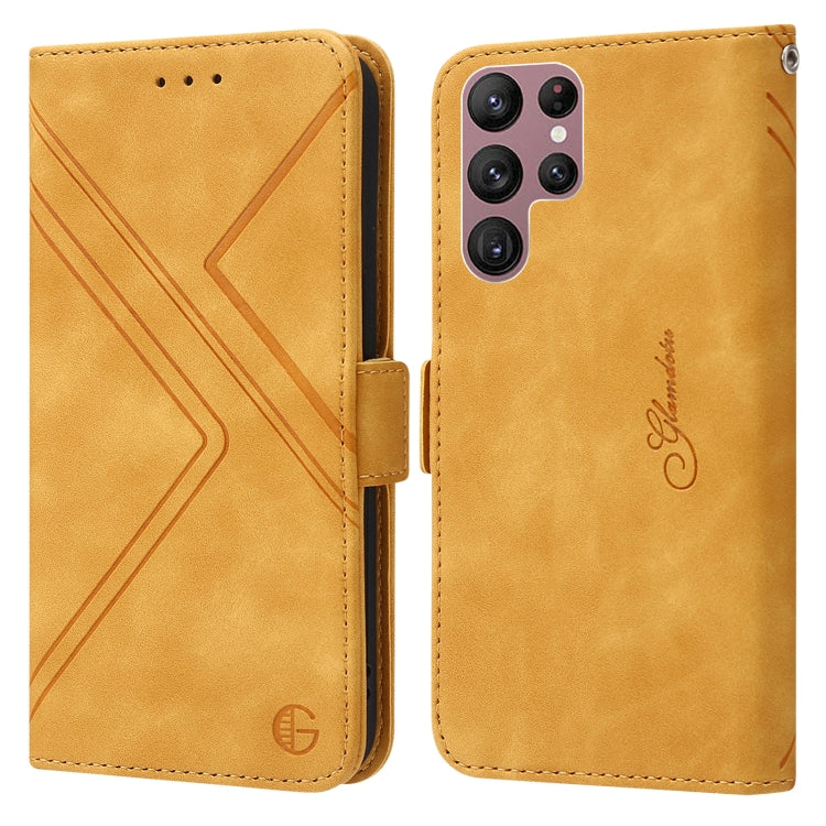 For Samsung Galaxy S22 Ultra 5G RFID Geometric Line Flip Leather Phone Case