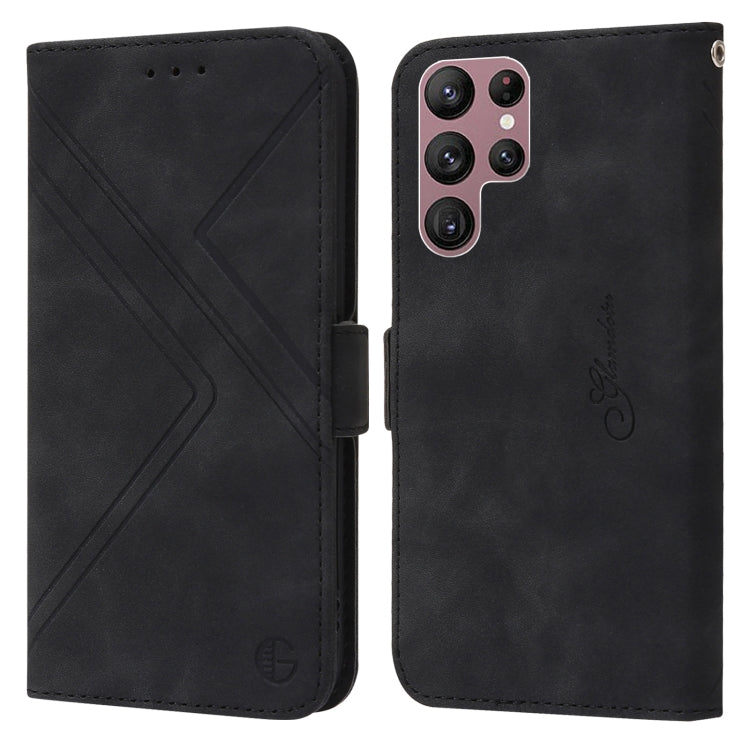 For Samsung Galaxy S22 Ultra 5G RFID Geometric Line Flip Leather Phone Case