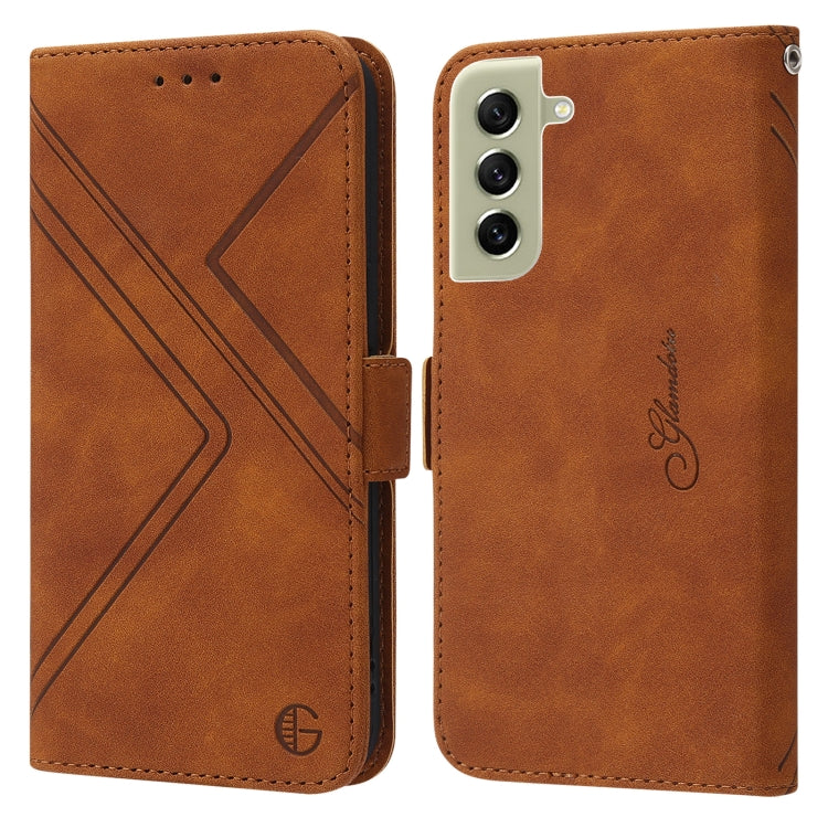 For Samsung Galaxy S21 FE 5G 5G RFID Geometric Line Flip Leather Phone Case