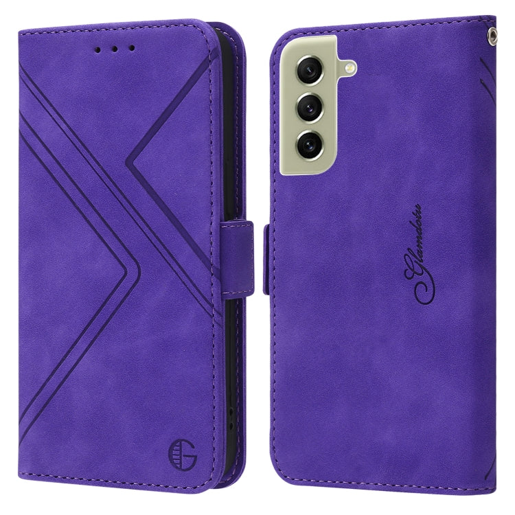 For Samsung Galaxy S21 FE 5G 5G RFID Geometric Line Flip Leather Phone Case