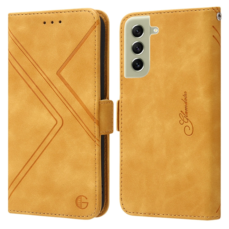 For Samsung Galaxy S21 FE 5G 5G RFID Geometric Line Flip Leather Phone Case