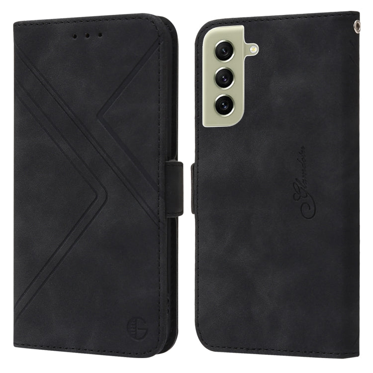 For Samsung Galaxy S21 FE 5G 5G RFID Geometric Line Flip Leather Phone Case