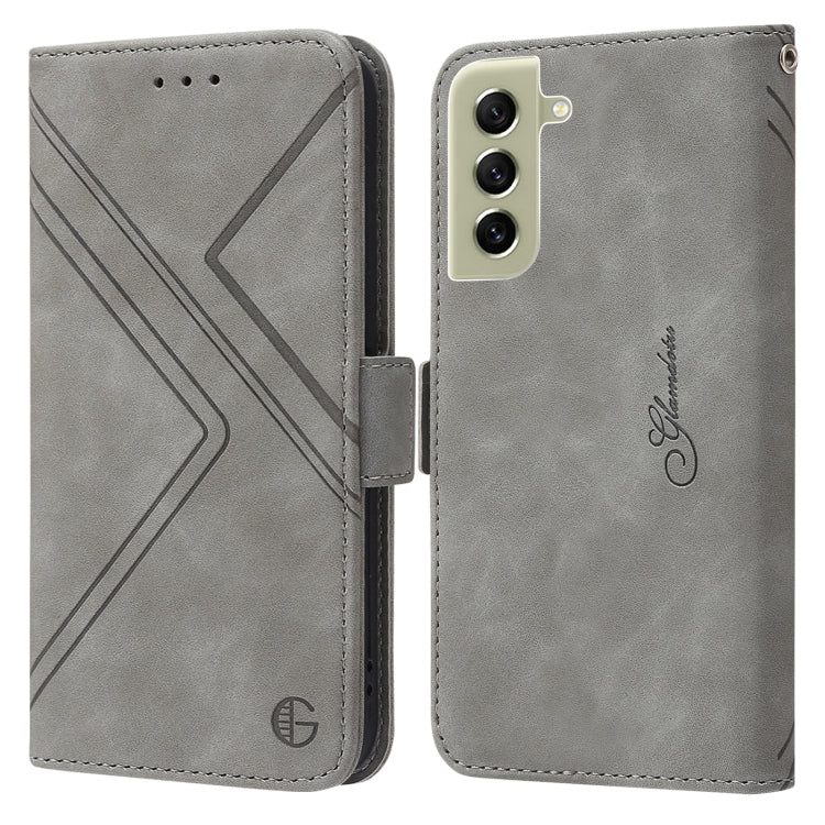 For Samsung Galaxy S21 FE 5G 5G RFID Geometric Line Flip Leather Phone Case