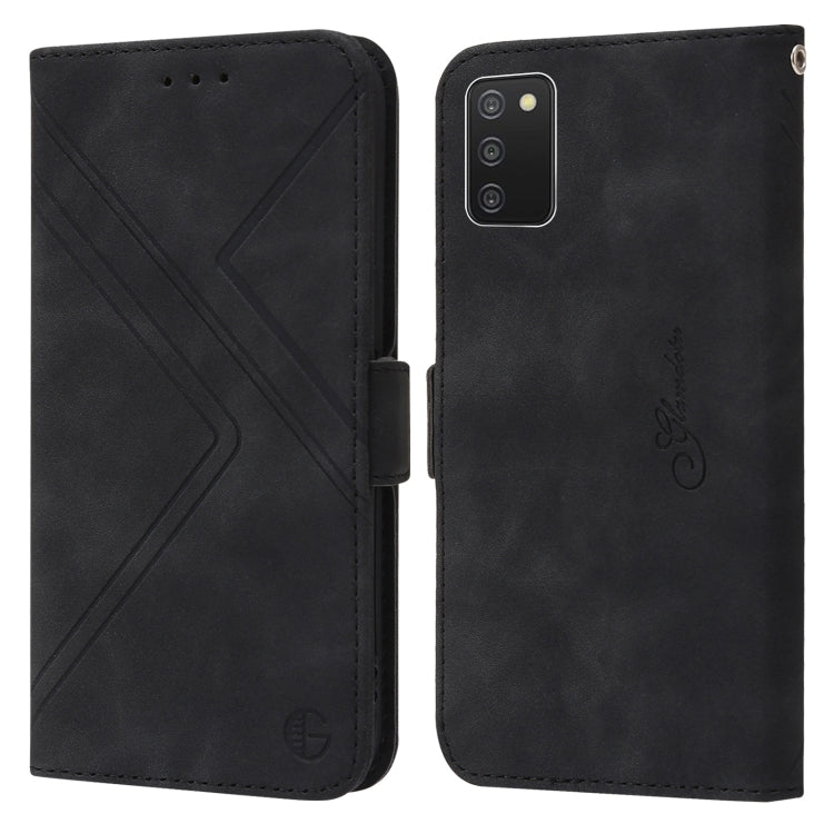 For Samsung Galaxy A03s 166mm RFID Geometric Line Flip Leather Phone Case