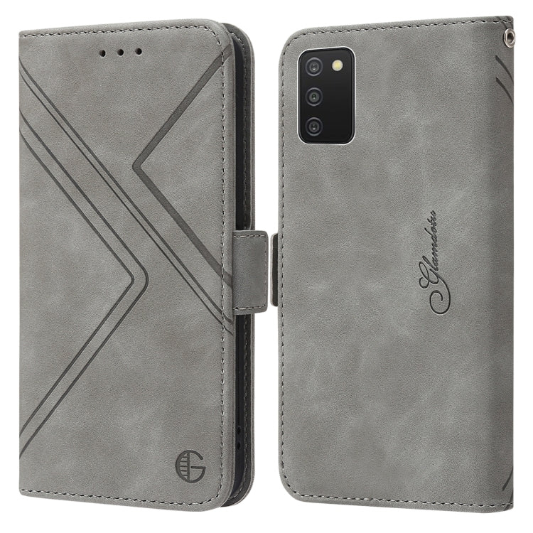 For Samsung Galaxy A03s 166mm RFID Geometric Line Flip Leather Phone Case