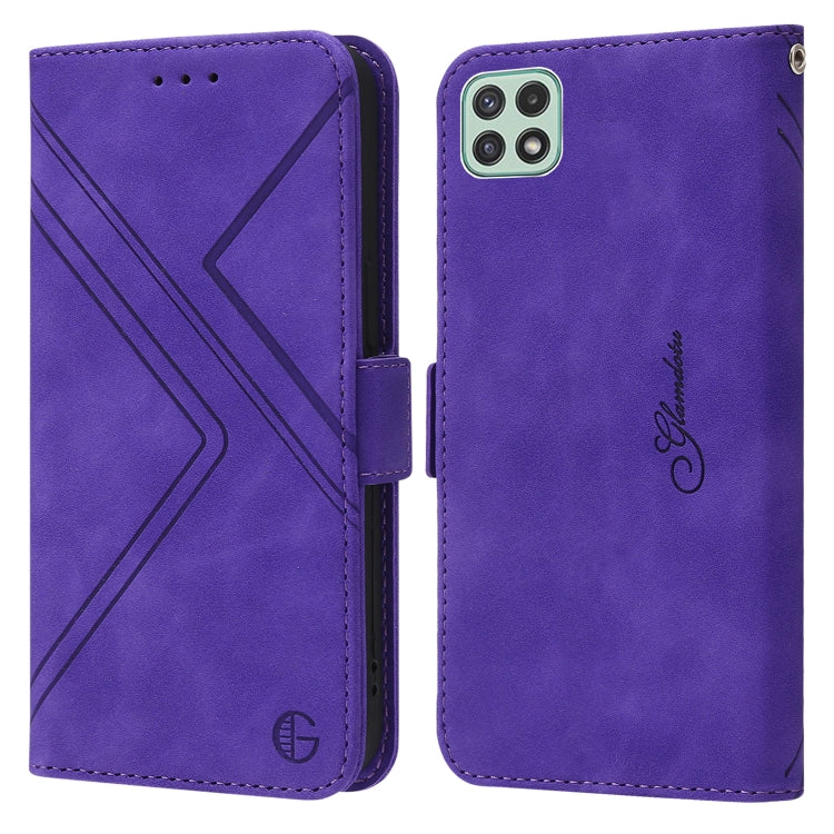 For Samsung Galaxy A12 5G / 4G RFID Geometric Line Flip Leather Phone Case