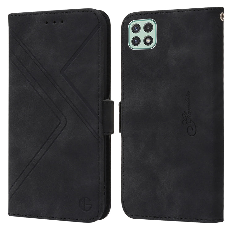 For Samsung Galaxy A12 5G / 4G RFID Geometric Line Flip Leather Phone Case