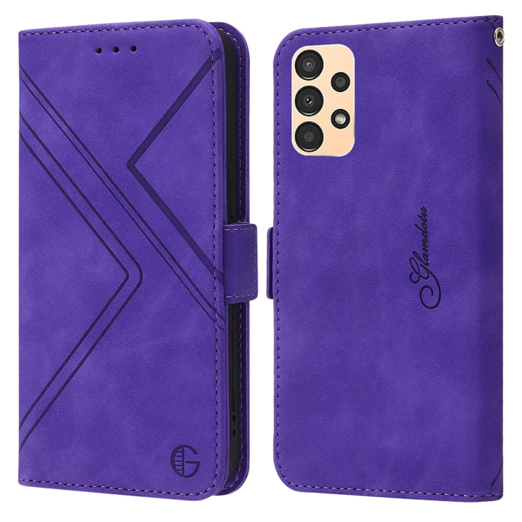 For Samsung Galaxy A13 5G / 4G RFID Geometric Line Flip Leather Phone Case