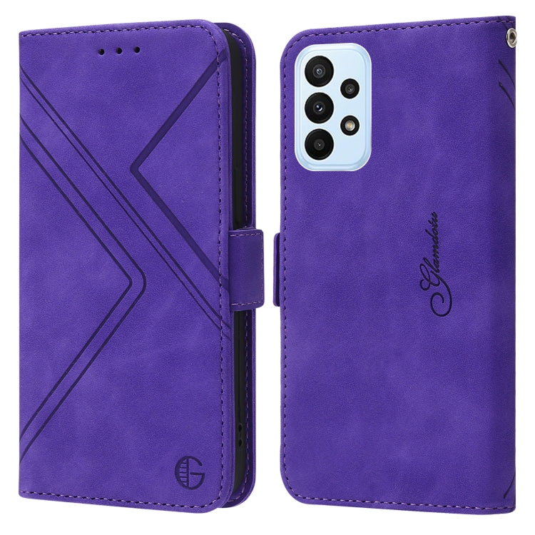 For Samsung Galaxy A23 4G RFID Geometric Line Flip Leather Phone Case