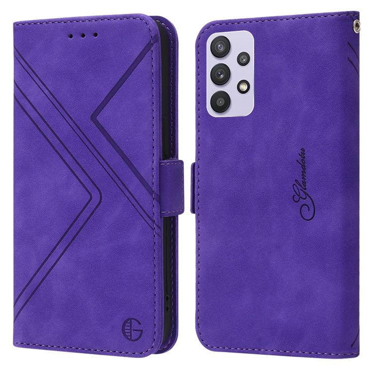 For Samsung Galaxy A32 5G RFID Geometric Line Flip Leather Phone Case