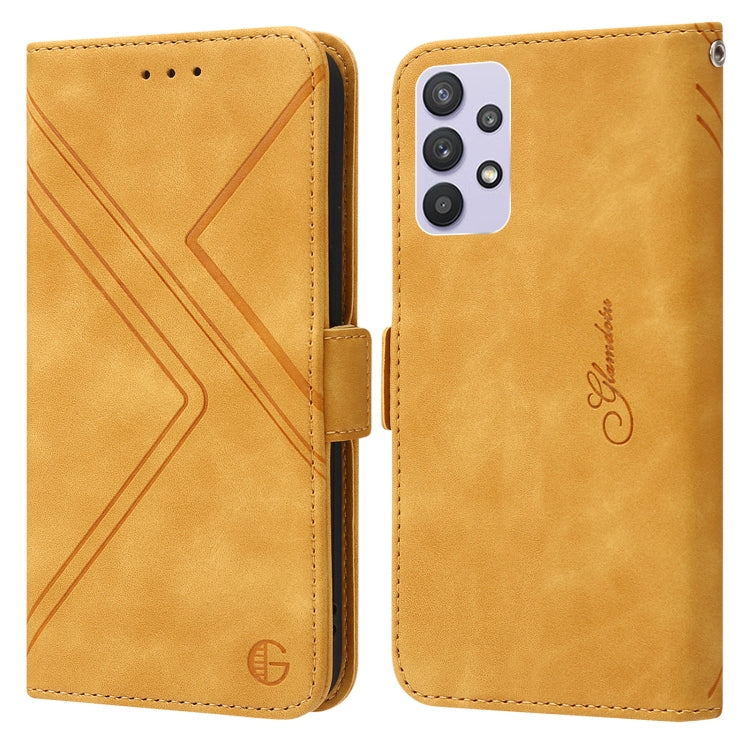 For Samsung Galaxy A32 5G RFID Geometric Line Flip Leather Phone Case