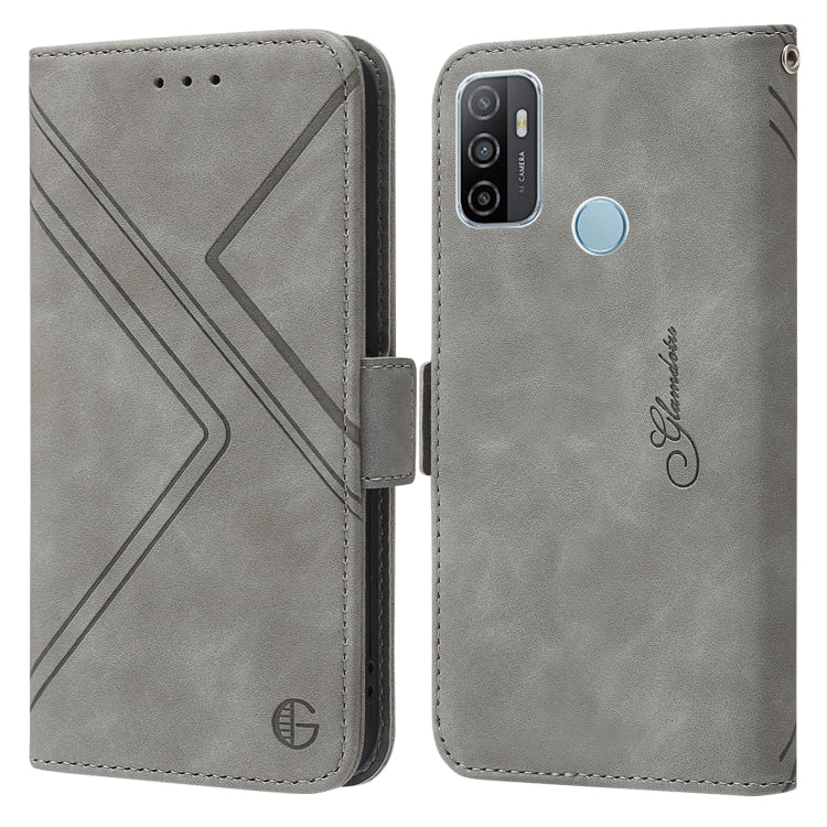 For Samsung Galaxy A33 5G RFID Geometric Line Flip Leather Phone Case