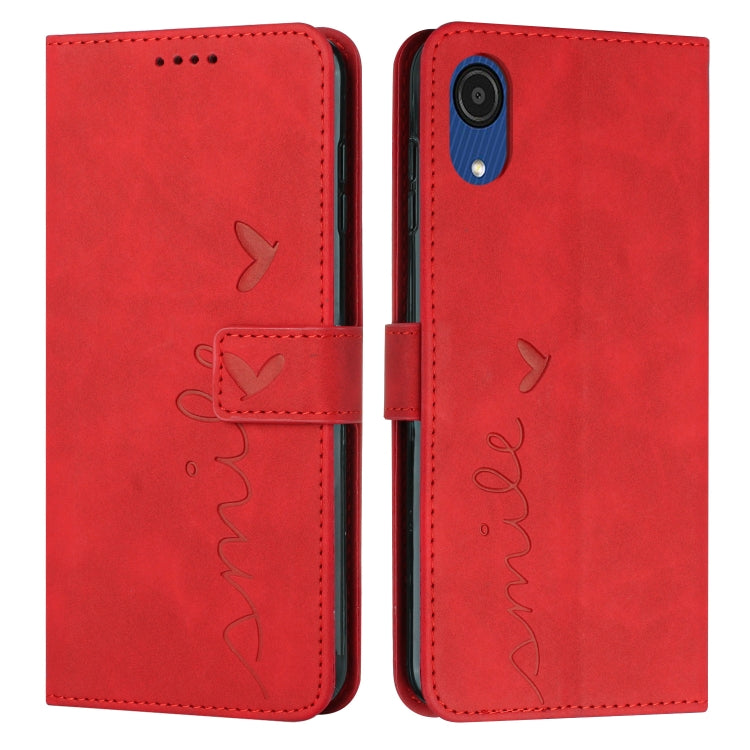For Samsung Galaxy A03 Core Skin Feel Heart Pattern Leather Phone Case
