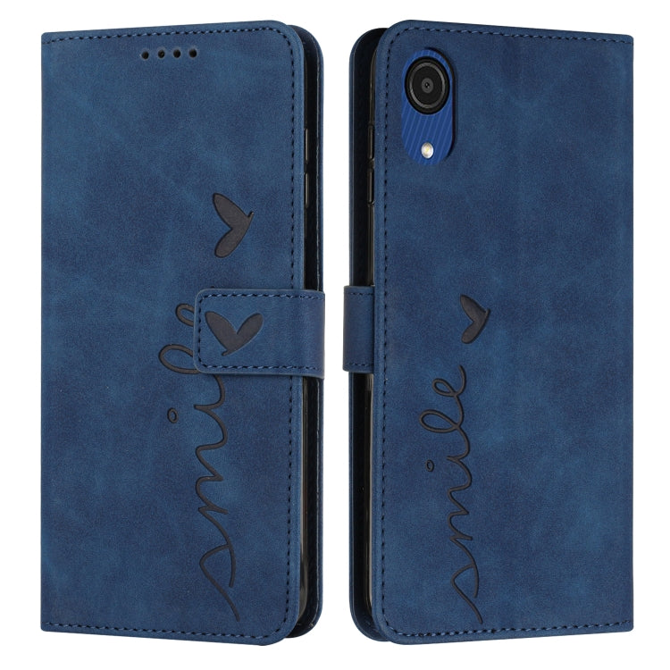 For Samsung Galaxy A03 Core Skin Feel Heart Pattern Leather Phone Case