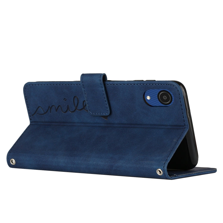 For Samsung Galaxy A03 Core Skin Feel Heart Pattern Leather Phone Case