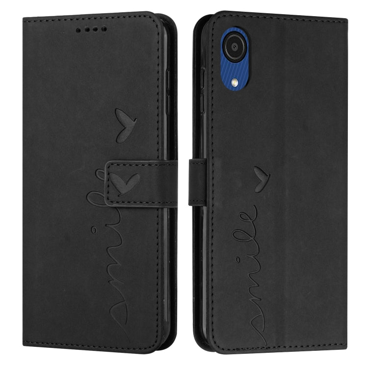 For Samsung Galaxy A03 Core Skin Feel Heart Pattern Leather Phone Case
