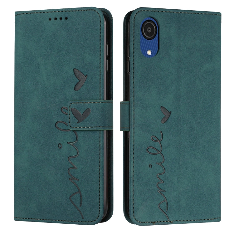 For Samsung Galaxy A03 Core Skin Feel Heart Pattern Leather Phone Case