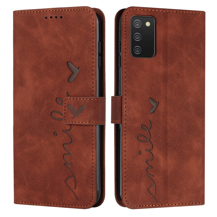 For Samsung Galaxy A03S 166mm Skin Feel Heart Pattern Leather Phone Case