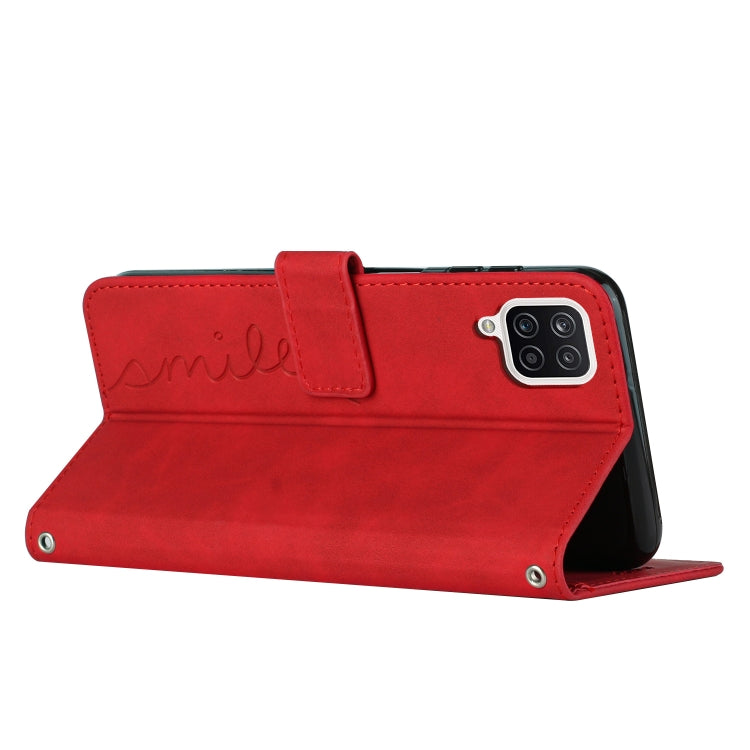 For Samsung Galaxy A12 Skin Feel Heart Pattern Leather Phone Case