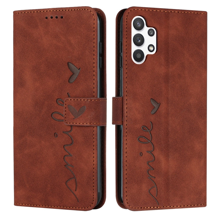For Samsung Galaxy A13 4G Skin Feel Heart Pattern Leather Phone Case