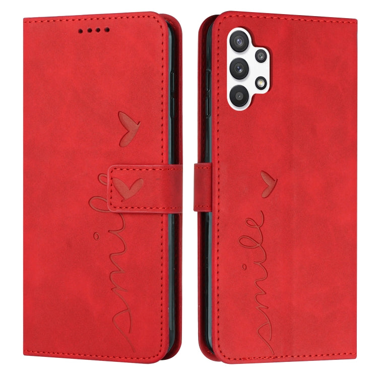 For Samsung Galaxy A13 4G Skin Feel Heart Pattern Leather Phone Case
