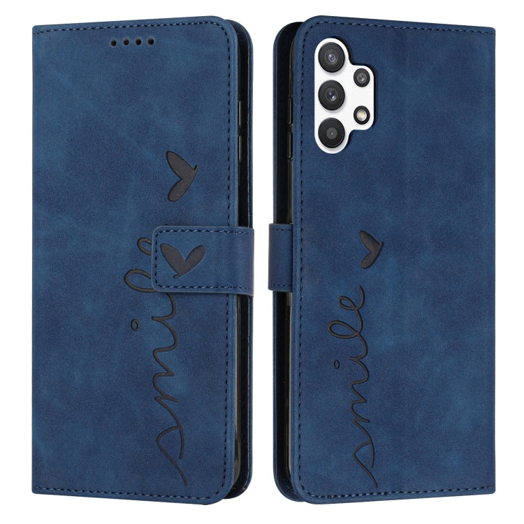 For Samsung Galaxy A13 4G Skin Feel Heart Pattern Leather Phone Case