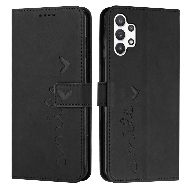 For Samsung Galaxy A13 4G Skin Feel Heart Pattern Leather Phone Case