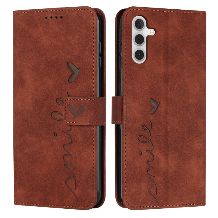 For Samsung Galaxy A13 5G Skin Feel Heart Pattern Leather Phone Case