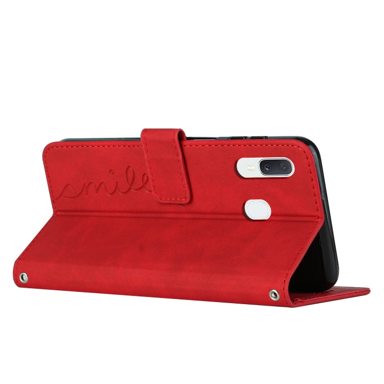 For Samsung Galaxy A20/A30 Skin Feel Heart Pattern Leather Phone Case