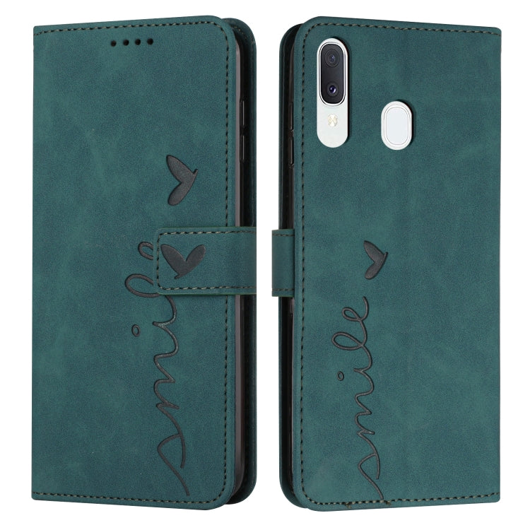 For Samsung Galaxy A20/A30 Skin Feel Heart Pattern Leather Phone Case