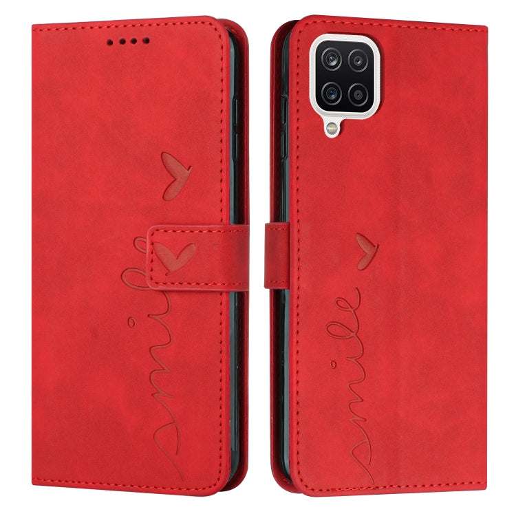 For Samsung Galaxy A22 4G Skin Feel Heart Pattern Leather Phone Case
