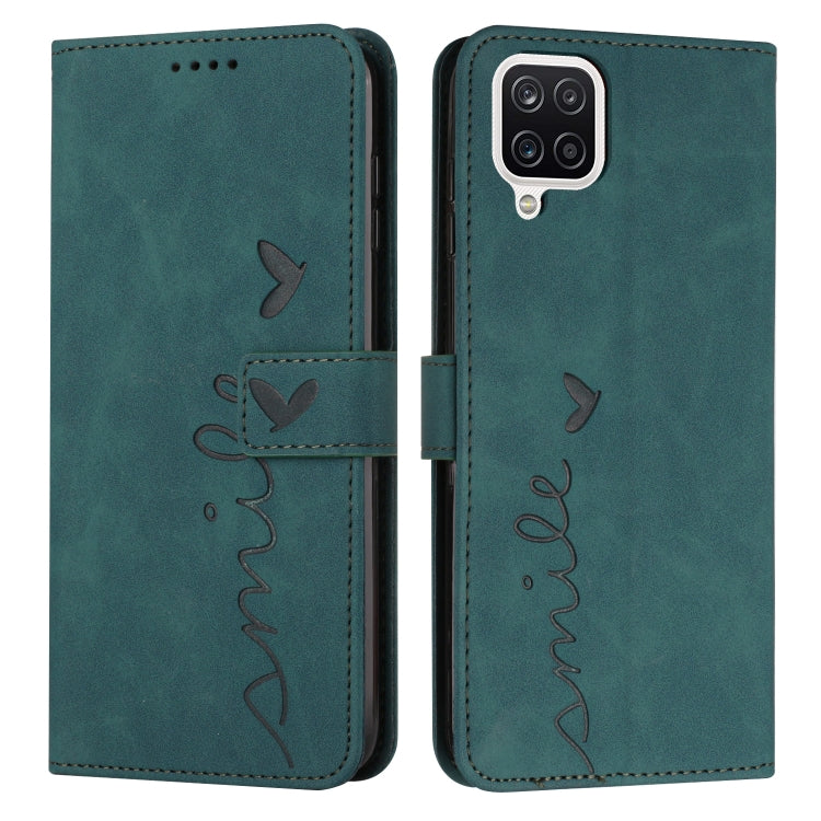 For Samsung Galaxy A22 4G Skin Feel Heart Pattern Leather Phone Case