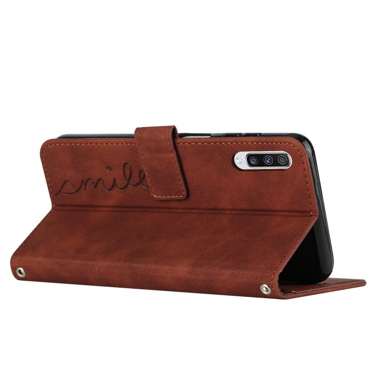 For Samsung Galaxy A50 Skin Feel Heart Pattern Leather Phone Case