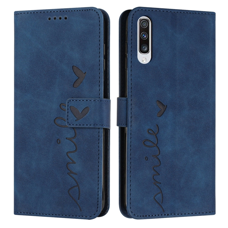 For Samsung Galaxy A50 Skin Feel Heart Pattern Leather Phone Case