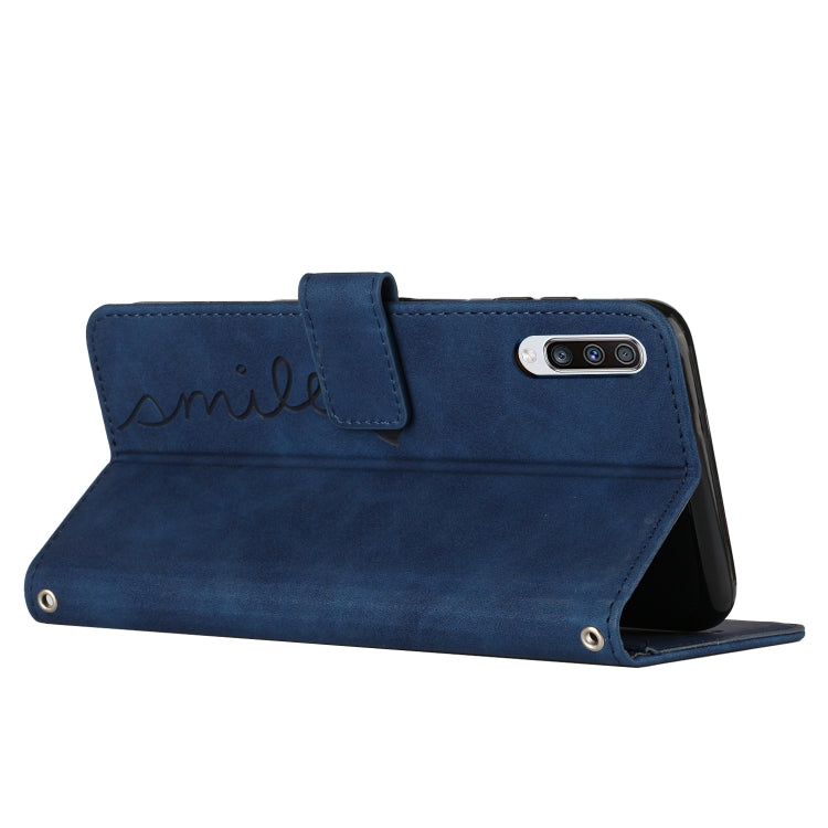 For Samsung Galaxy A50 Skin Feel Heart Pattern Leather Phone Case