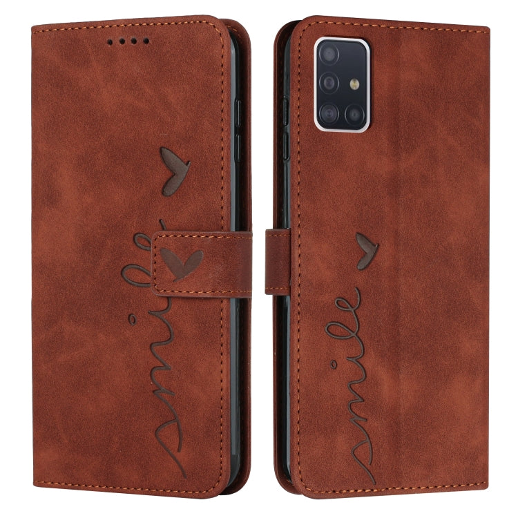 For Samsung Galaxy A71 4G Skin Feel Heart Pattern Leather Phone Case