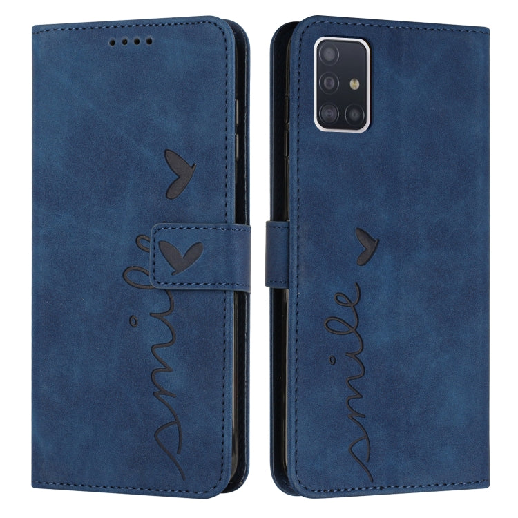 For Samsung Galaxy A71 4G Skin Feel Heart Pattern Leather Phone Case