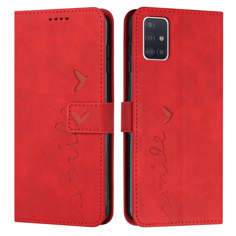 For Samsung Galaxy A71 5G Skin Feel Heart Pattern Leather Phone Case