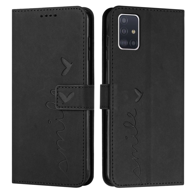 For Samsung Galaxy A71 5G Skin Feel Heart Pattern Leather Phone Case