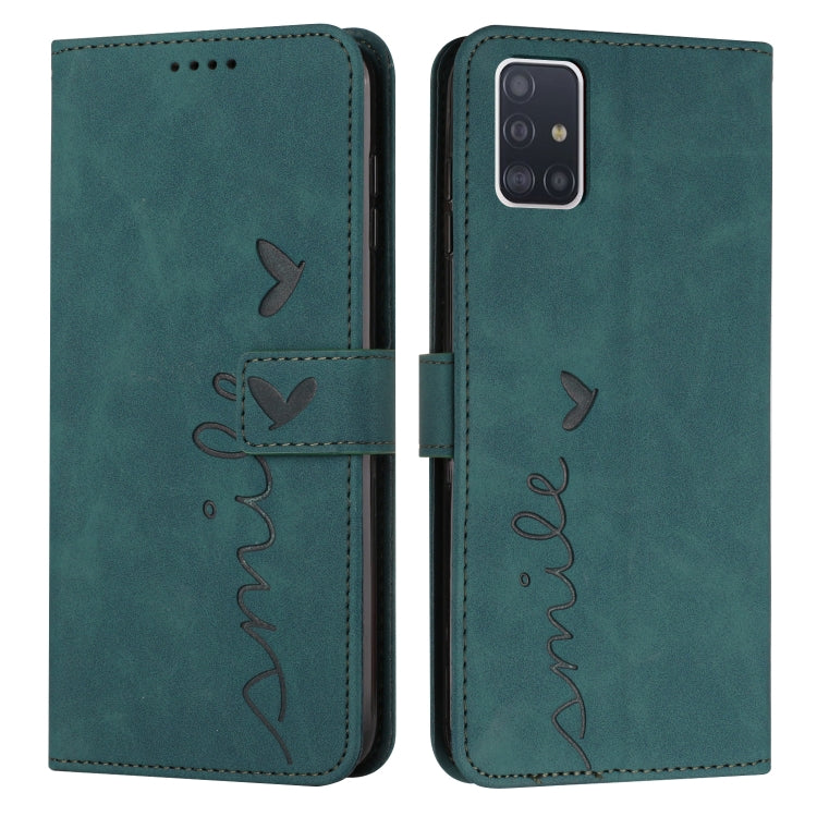 For Samsung Galaxy A71 5G Skin Feel Heart Pattern Leather Phone Case