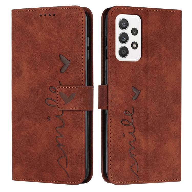 For Samsung Galaxy A72 Skin Feel Heart Pattern Leather Phone Case