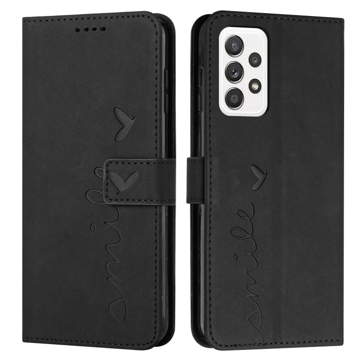 For Samsung Galaxy A73 5G Skin Feel Heart Pattern Leather Phone Case