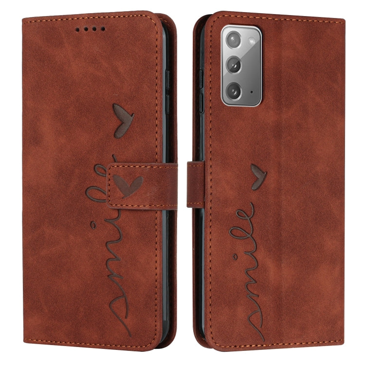 For Samsung Galaxy Note20 Skin Feel Heart Pattern Leather Phone Case