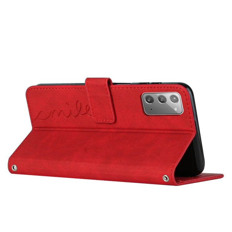 For Samsung Galaxy Note20 Skin Feel Heart Pattern Leather Phone Case